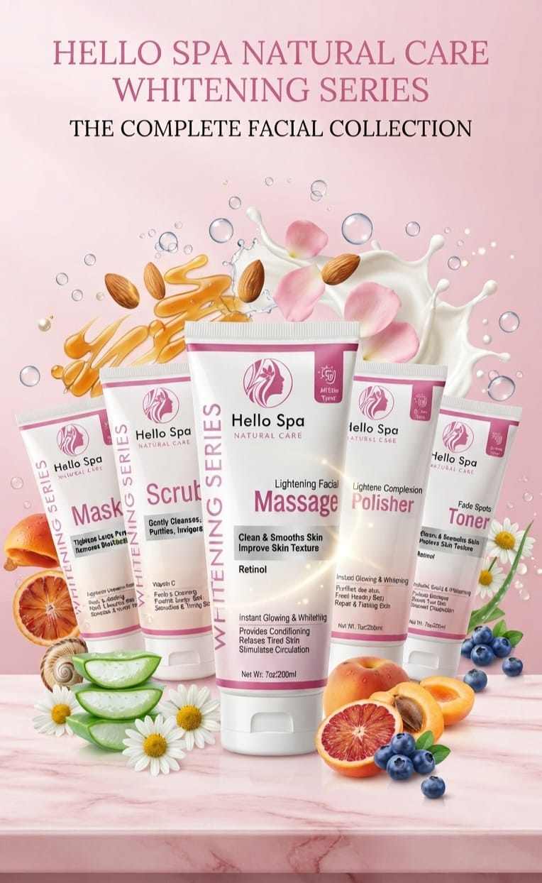 Hello Spa 5-Piece Facial Kit β Toner, Massage Cream, Scrub, Mask & Skin Polisher