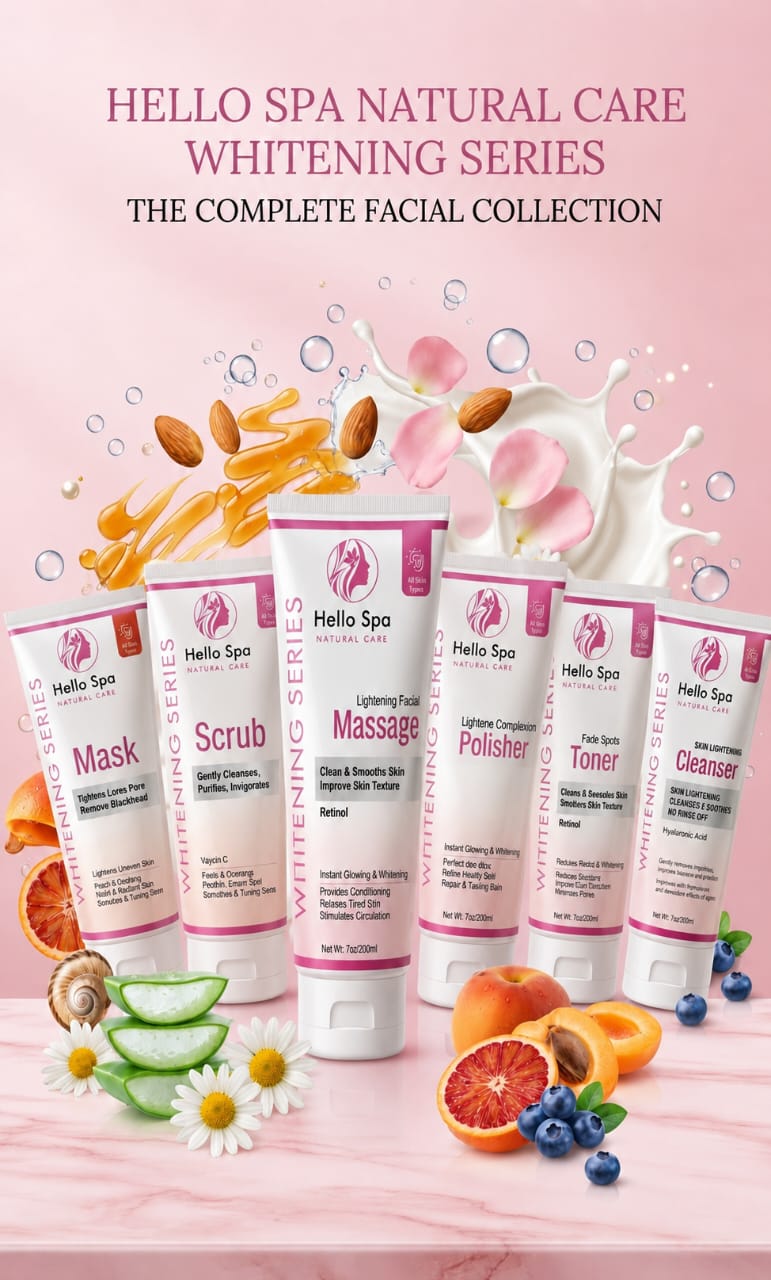 Hello Spa 6-Piece Facial Kit β Toner,Cleanser,Massage Cream, Scrub, Mask & Skin Polisher