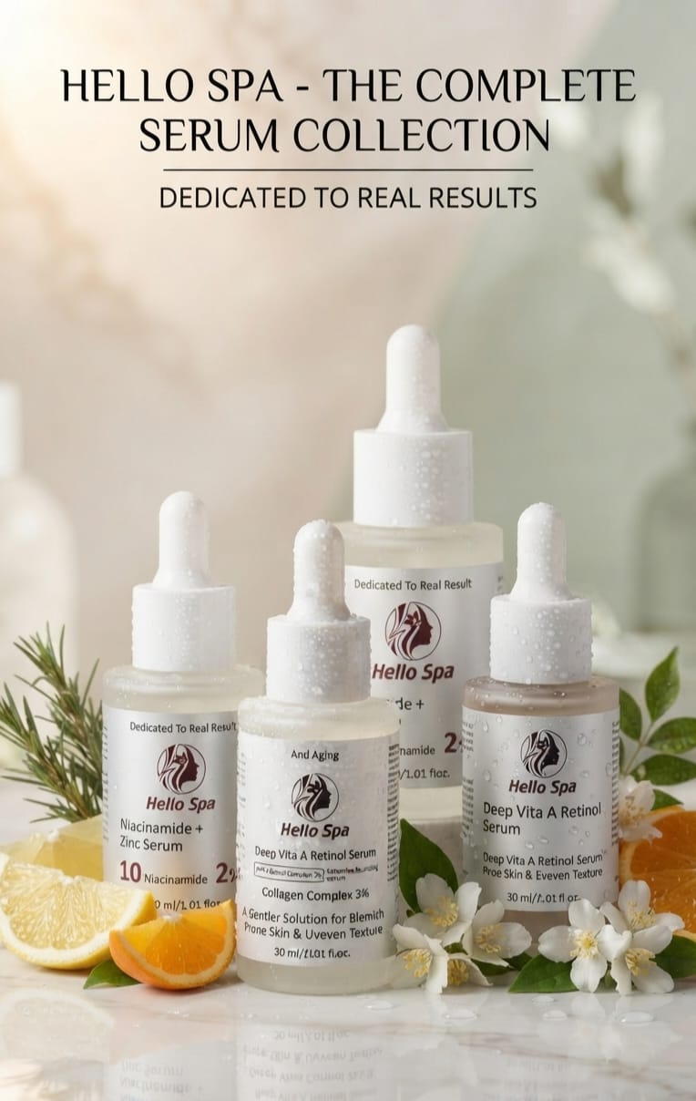 Hello Spa Complete Skincare Serum Pack (Pack of 4): Vitamin C, Anti Acne, Retinol & Niacinamide + Zinc
