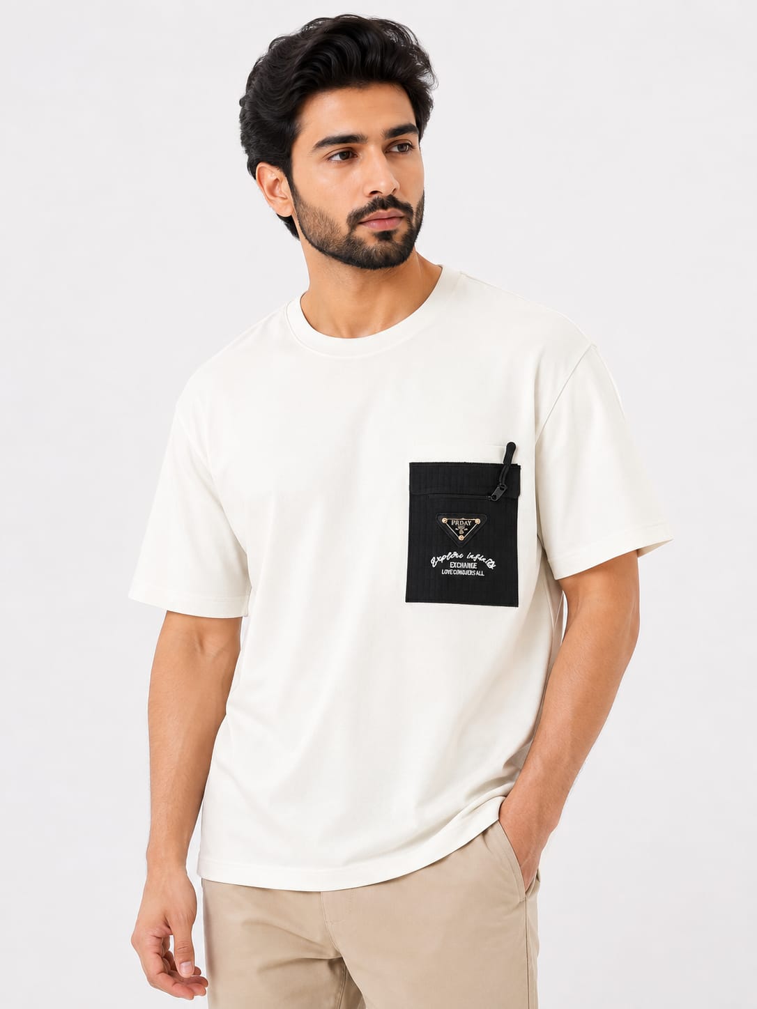Gent's Oversized T-Shirt Cotton Color[WHITE,GREEN]