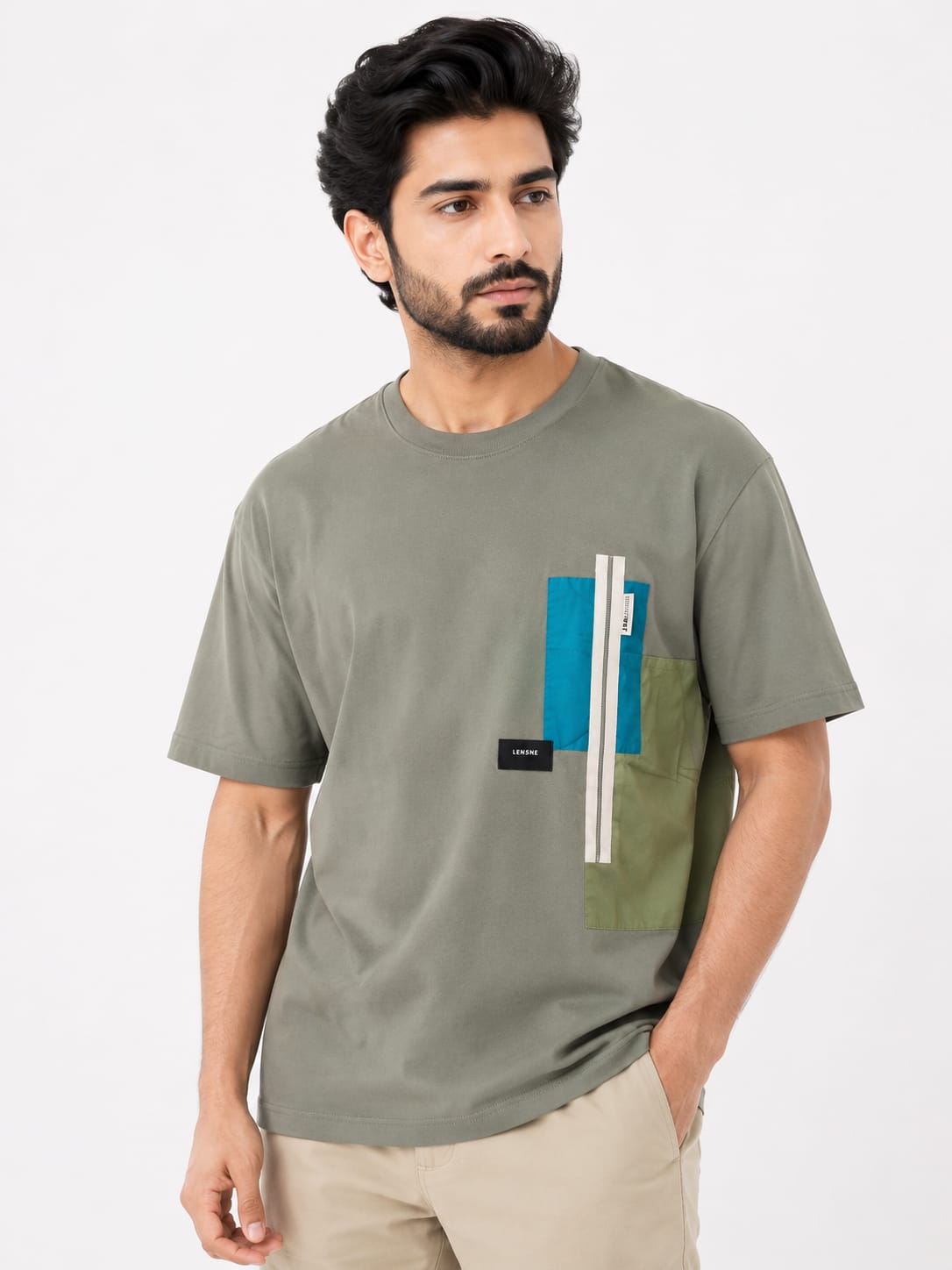 Gent's Oversized Cotton T-Shirts Color[BROWN,WHITE,BLACK,GREEN]