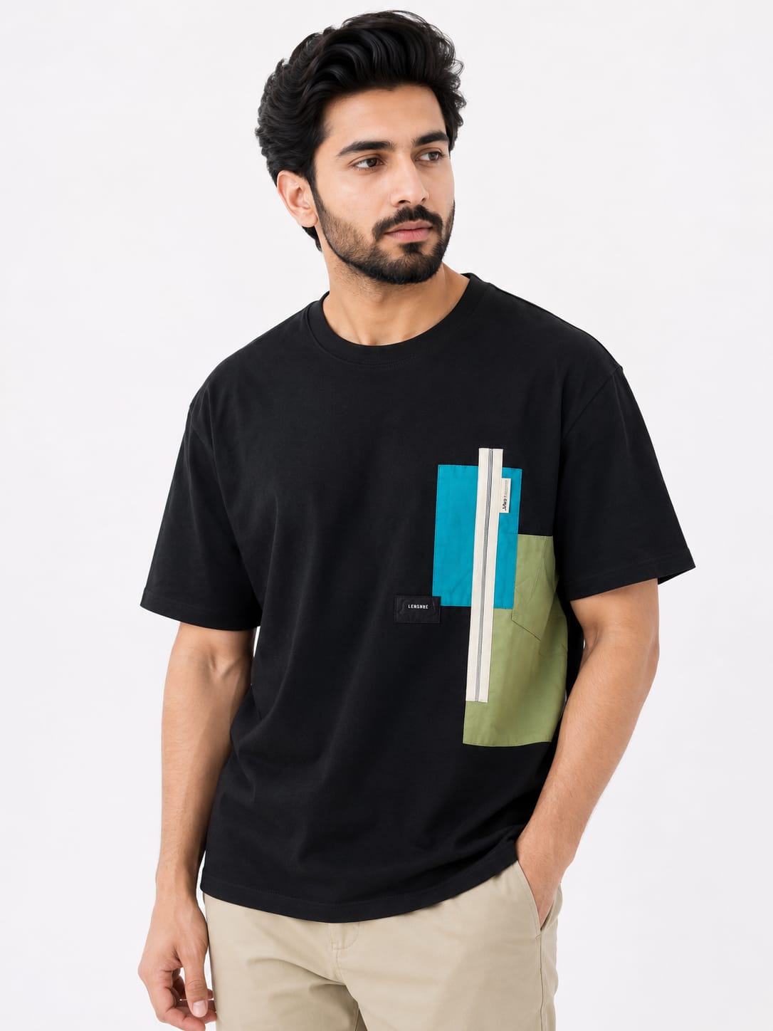 Gent's Oversized Cotton T-Shirts Color[BROWN,BLACK,GREEN,WHITE]