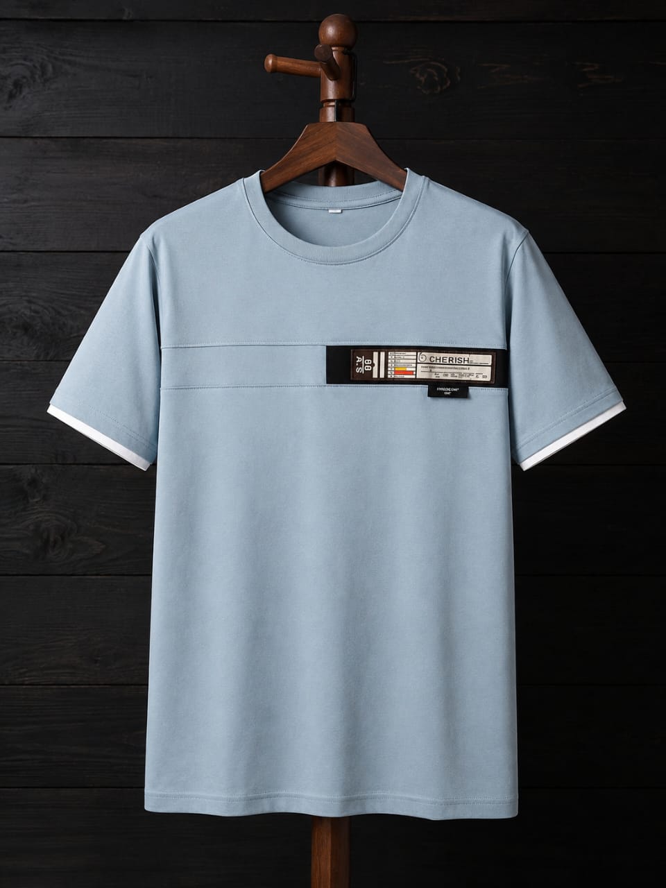 Gent's Blended T-Shirts Color[LIGHT CREAM,SKY BLUE]